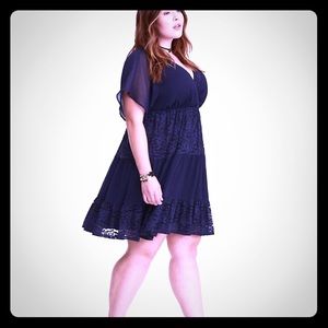 NWT Torrid Navy Lace Inset Chiffon Dress
